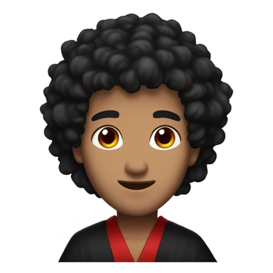 A man with black fluffy hair, red eyes, a fire mark on his forehead, fair skin, long eyelashes, and wearing black and red robes sticker