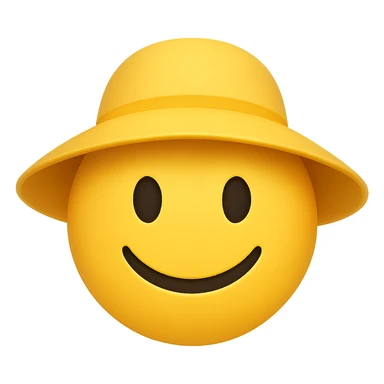 yellow face with yellow sun hat emoji, digital illustration sticker