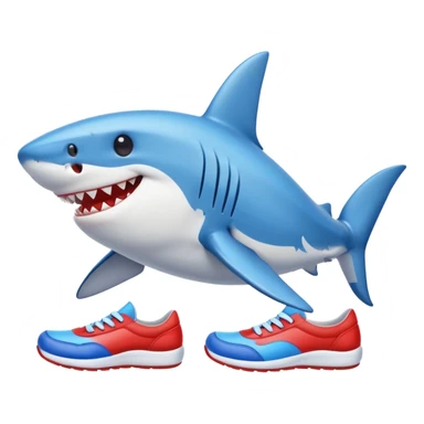 a smiling shark with colorful shoes sticker