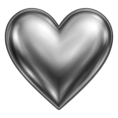heart with a metallic silver finish, digital illustration sticker