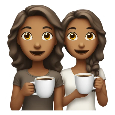 Sisters with coffee cups sticker