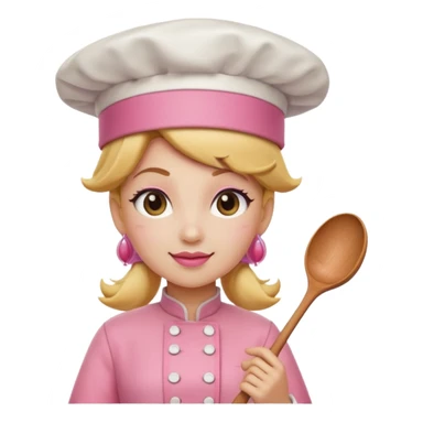 Pink chef hat princess peach with a hand and spoon sticker