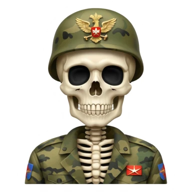 generate a ultra realistic skeleton in Russian military camouflage sticker