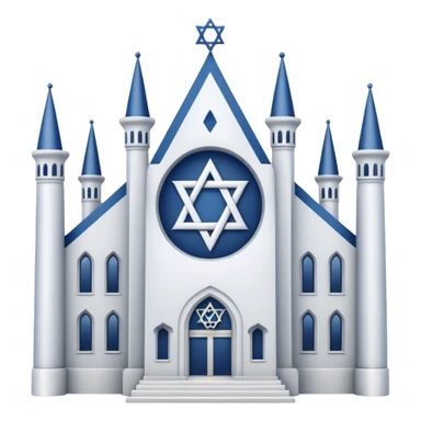 reform jewish synagogue similar to historical religious architecture in europe. the building should be white in color, feature gothic architectural elements and star of david as main symbol. no crosses, no christian symbols, no blue colors and no visual associations with israel. ios style. sticker