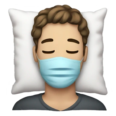 A man have mask and sleeping on bed sticker