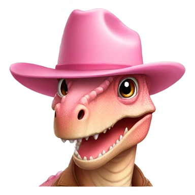 Dinosaur in a light pink cowboy hat sticker