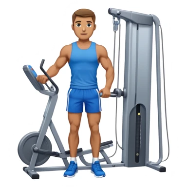 fit man with blue shorts using cable-machine sticker