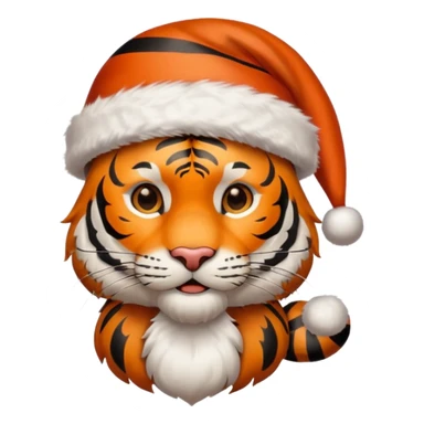 tiger with santa claus hat sticker