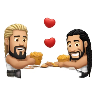 Roman Reigns qui mange des pâtes avec John Cena sticker