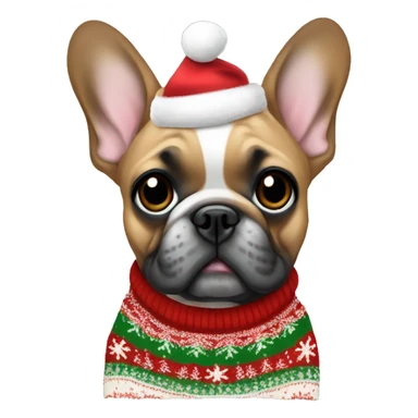 Cute frenchie wearing a Christmas jumper  sticker