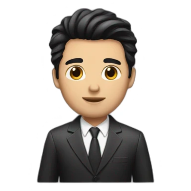 Men black hair with suit sticker