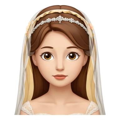 Blonde skin bride with a long veil with brown hair with a chin on her face sticker