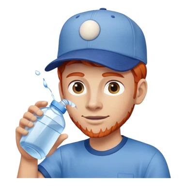 Red haired man wearing blue shirt and baseball cap delivering large jug of water  sticker