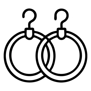 a pair of silver hoop earrings, minimal line art style, simple, elegant sticker