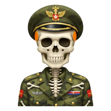 generate a realistic skeleton in Russian military camouflage sticker