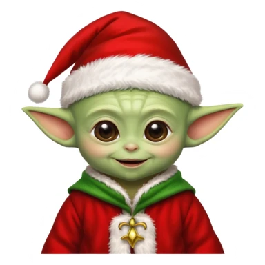 Baby joda felice con cappello da elfo vestito da babbo natale felice  sticker