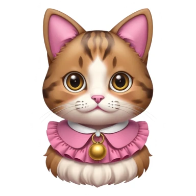 neko with big eyes, bell ruffle coller pink brown cat sticker