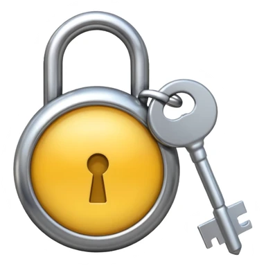 A chrome silver lock and key emoji, smooth metallic surfaces, glossy reflections, luxury swag vibe, minimal iOS emoji style, centered on clean white background sticker