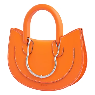 horseshoe, 3D, orange leather, embossed Hermès pattern, premium, no text sticker