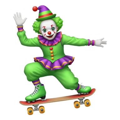 skater clown skating greenü sticker