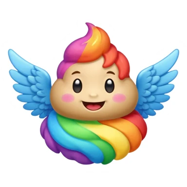 rainbow poop with wings sticker
