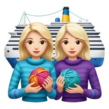 white ladies knitting on a cruise ship sticker