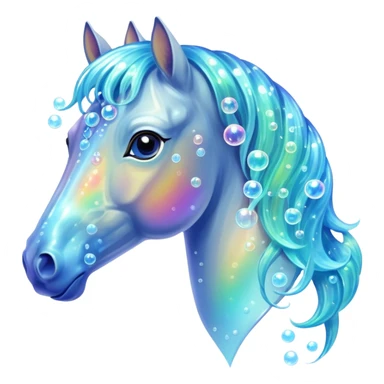 A magical horse made entirely of transparent bubbles and water, with a flowing mane of small bubbles sticker