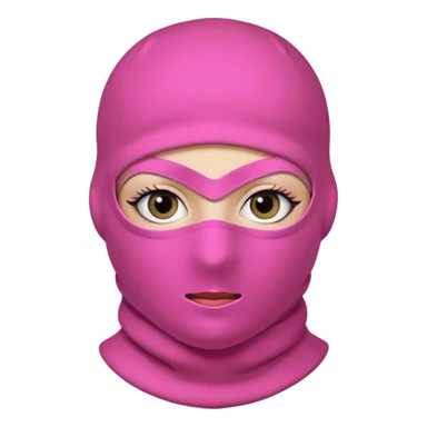 gangster style balaclava pink in colour with eyes showing through the eye holes of the balaclava with beautiful eyelashes on  sticker