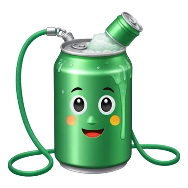 Green Soda can on leash of Salt Jug sticker