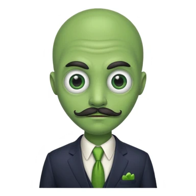 alien with mustache and body sticker