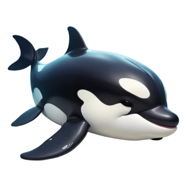 Meme-Worthy Cute Sleeping orca Portrait Emoji, Head resting peacefully with a contented smile, showcasing a smooth black-and-white body with gently drooping fins and eyes softly closed in serene slumber, Simplified yet adorably endearing features, highly detailed, glowing with a soft, drowsy deep-sea light, high shine, relaxed and utterly lovable, stylized with an air of playful oceanic laziness, soft glowing outline, capturing the essence of a sleeping orca that feels destined to become the next viral icon of adorable marine rest! sticker