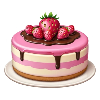 Pink strawberry cheesecake with chocolate syrup  sticker