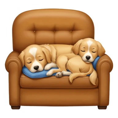 Brown sofa with two dogs sleeping on it sticker
