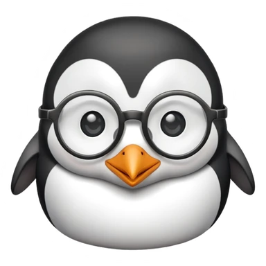 penguin head wearing round glasses, cute, smart looking sticker