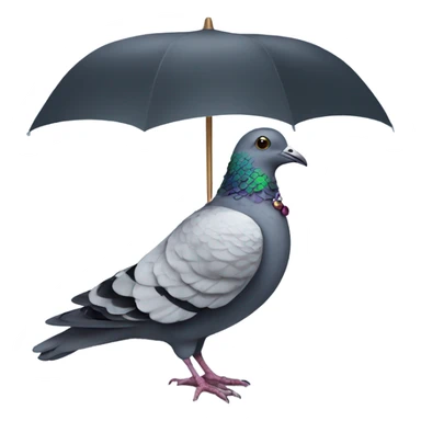 A pigeon with a fancy suit and umbrella sticker