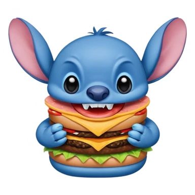 Stitch eating hamburger  sticker