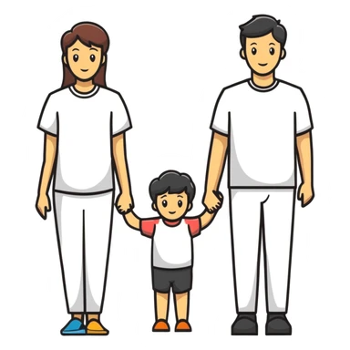 family portrait with one mother, one father, two boys and one girl sticker