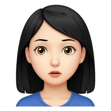 young women with black hair dont know from what to start. add question mark sticker