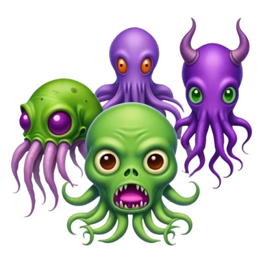 🧟‍♂️+🦑+👾+🐮 sticker