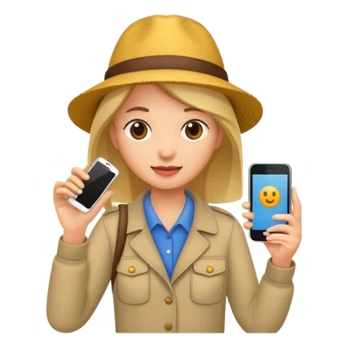 tourist woman holding phone sticker