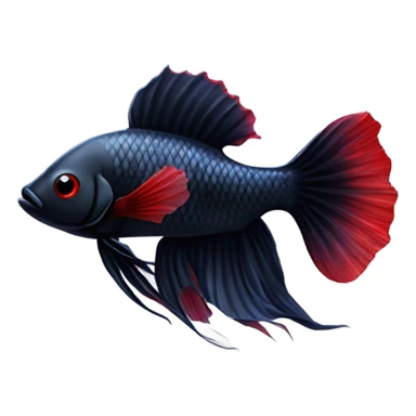 Fully Black with tiny red lines betta fish short fins sticker