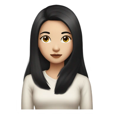 asian girl with long black hair and lashes side eyeing sticker