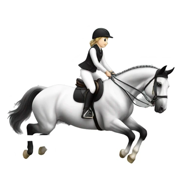 a girl showjumping a black and white horse sticker