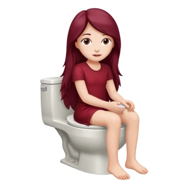 Beautiful burgundy long haired girl sitting on the toilet sticker