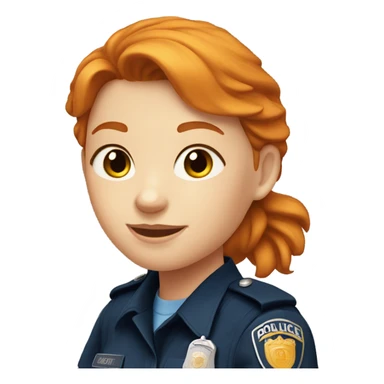 face of ginger girl police officer teen cute blue uniform   sticker