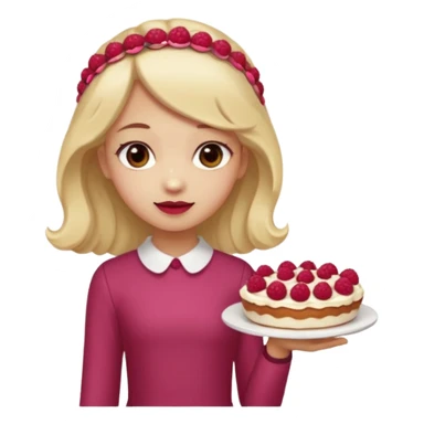 Raspberry torte human girl full body and legs with a raspberry barrette on her hair without a cake sticker