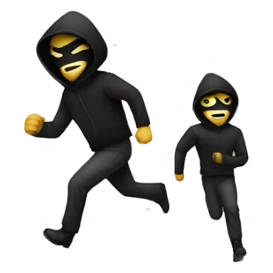 a masked thief chasing a man sticker