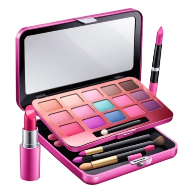 Makeup kit with lipstick, mascara, and eyeshadow palette sticker