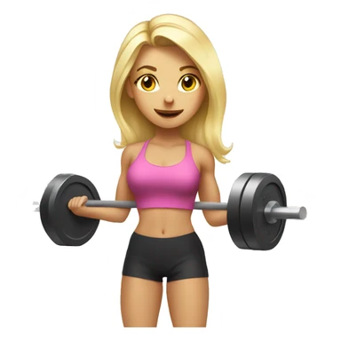 Blonde girl doing squats with barbell sticker