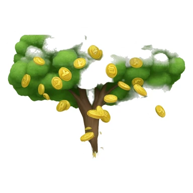 a lot if money falling from tree  sticker